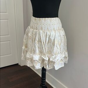 Aqua White Bubble Mini Skirt with Ruffled Tiers